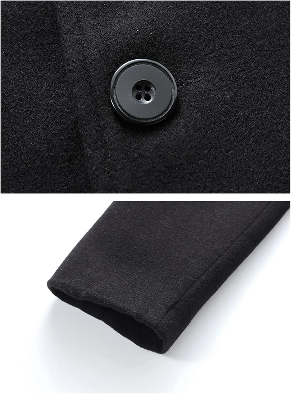 Maiyifu-GJ Men's Casual Mid-Length Trench Coat Single Breasted Business Pea Coats Winter Notched Lapel Windbreaker Jacket