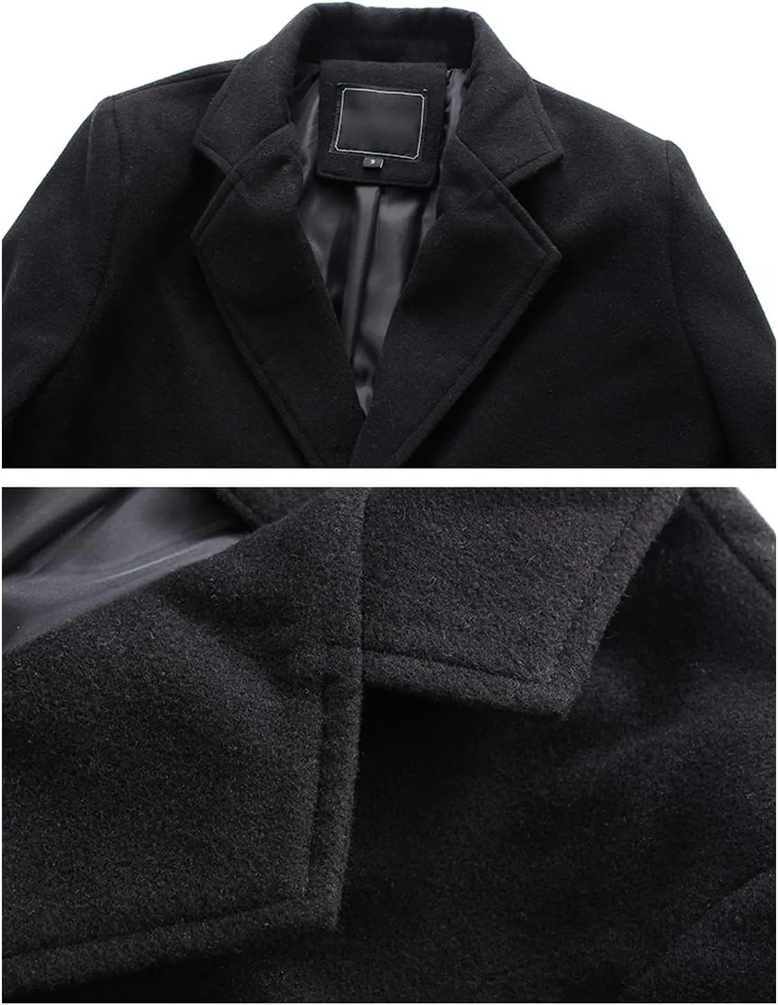 Maiyifu-GJ Men's Casual Mid-Length Trench Coat Single Breasted Business Pea Coats Winter Notched Lapel Windbreaker Jacket