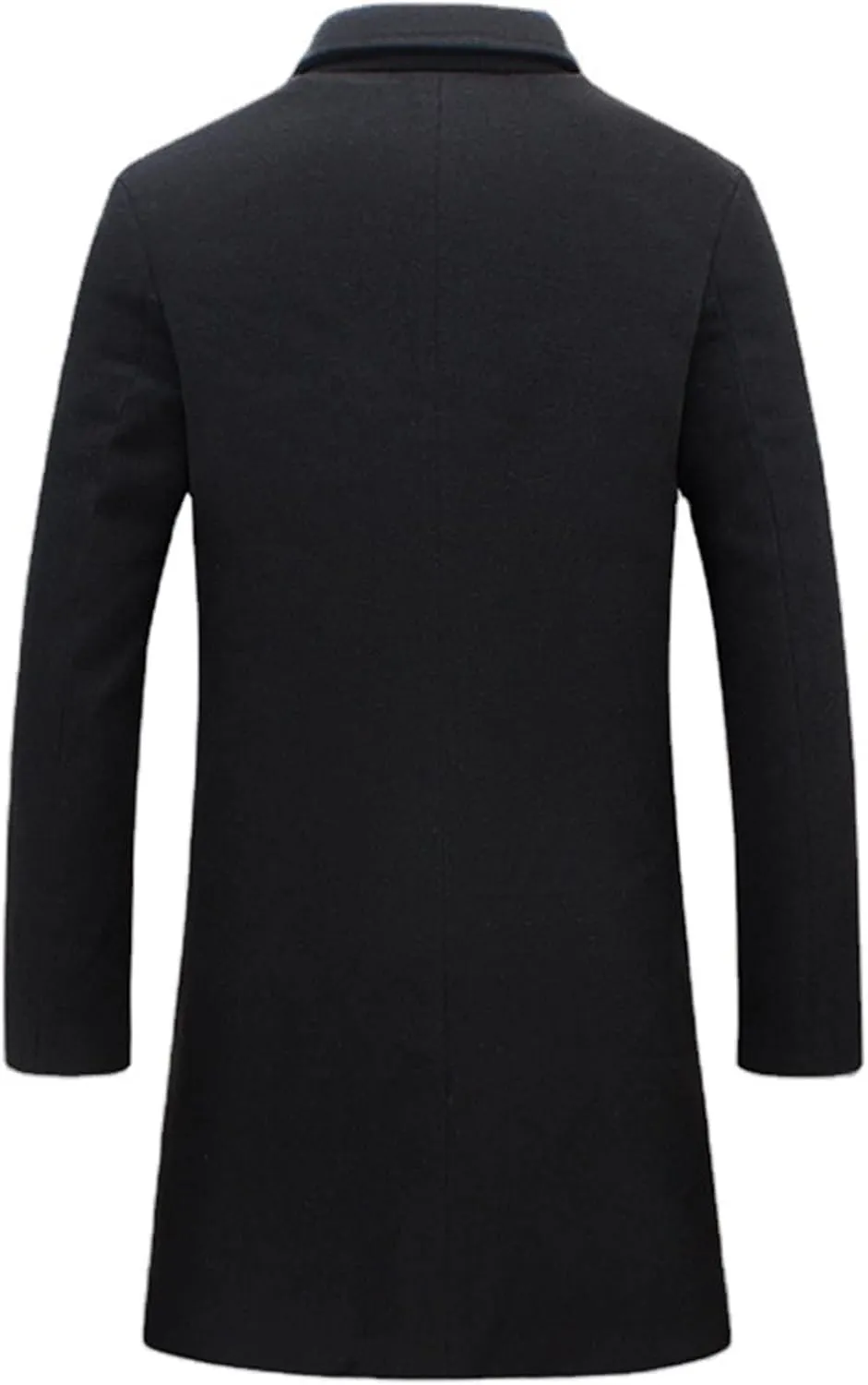 Maiyifu-GJ Men's Casual Mid-Length Trench Coat Single Breasted Business Pea Coats Winter Notched Lapel Windbreaker Jacket