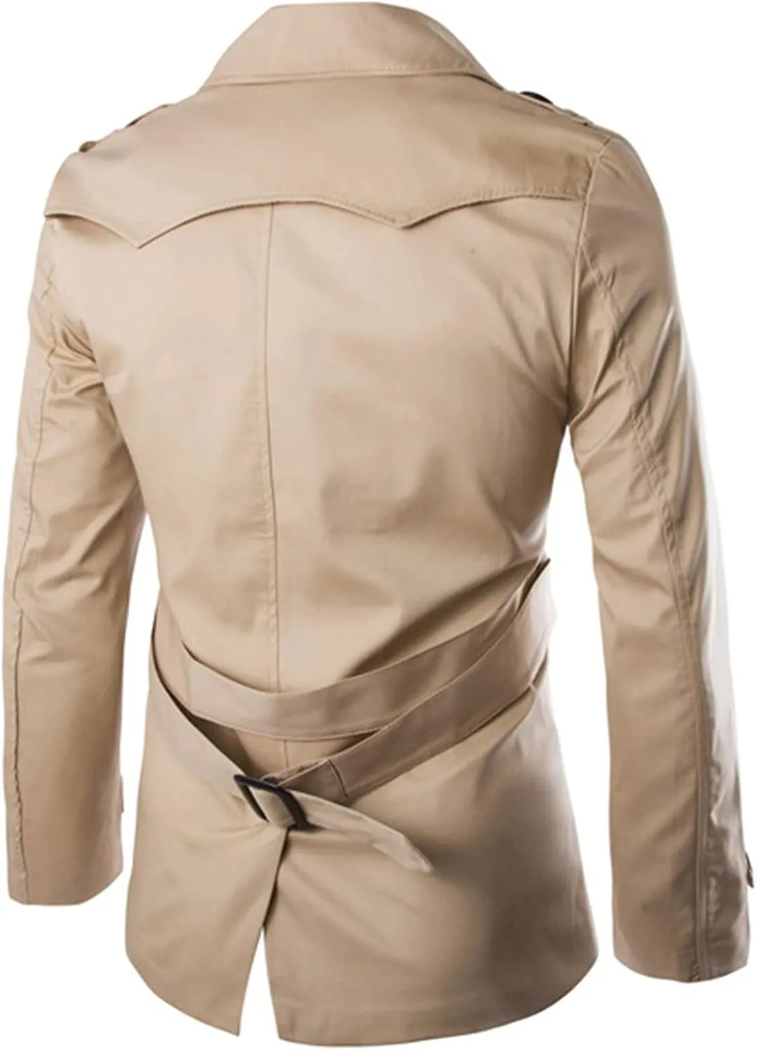 Maiyifu-GJ Men's Classic Wool Trench Coat Winter Double Breasted Outdoor Jacket Slim Fit Belted Peacoat Overcoat Windbreaker