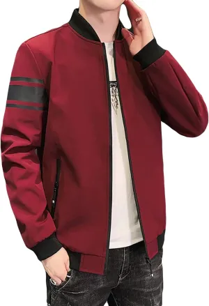 Maiyifu-GJ Men's Full Zip Bomber Jacket Casual Lightweight Active Windbreaker Spring Fall Thin Windproof Coat Outwear