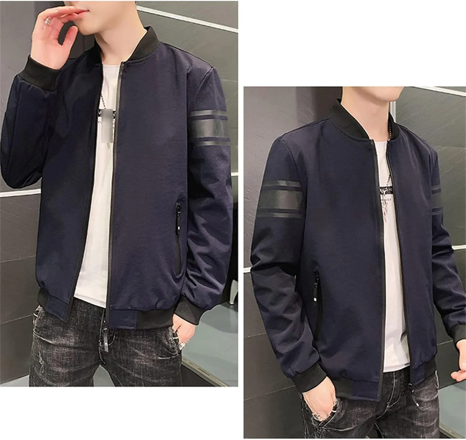 Maiyifu-GJ Men's Full Zip Bomber Jacket Casual Lightweight Active Windbreaker Spring Fall Thin Windproof Coat Outwear