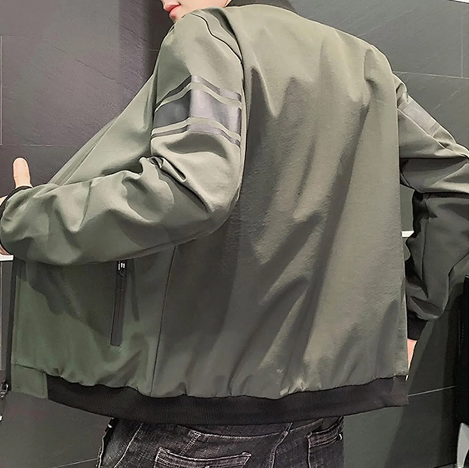 Maiyifu-GJ Men's Full Zip Bomber Jacket Casual Lightweight Active Windbreaker Spring Fall Thin Windproof Coat Outwear