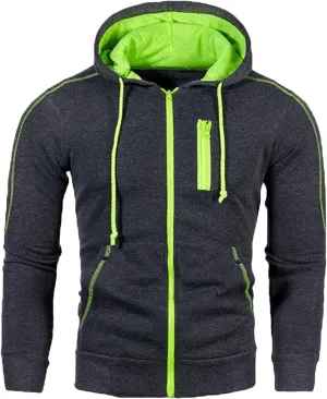 Maiyifu-GJ Men's Full Zip Casual Hoodies Long Sleeve Fleece Sports Hoodie Lightweight Hooded Sweatshirts with Zip Pockets