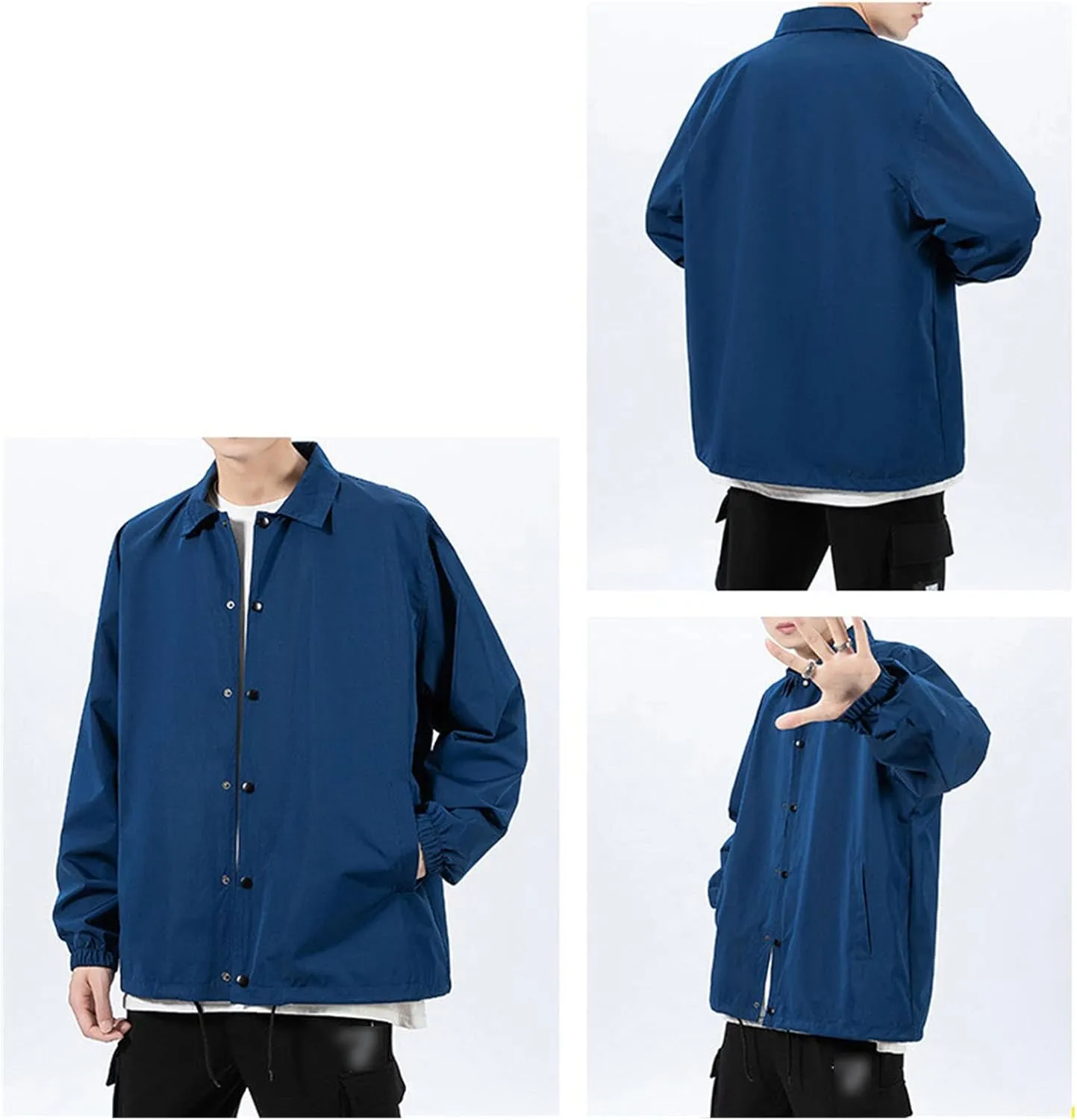 Maiyifu-GJ Men's Lightweight Snap Front Jacket Classic Relaxed Fit Athletic Windbreaker Casual Fall Outdoor Golf Coat