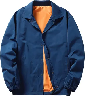 Maiyifu-GJ Men's Lightweight Snap Front Jacket Classic Relaxed Fit Athletic Windbreaker Casual Fall Outdoor Golf Coat