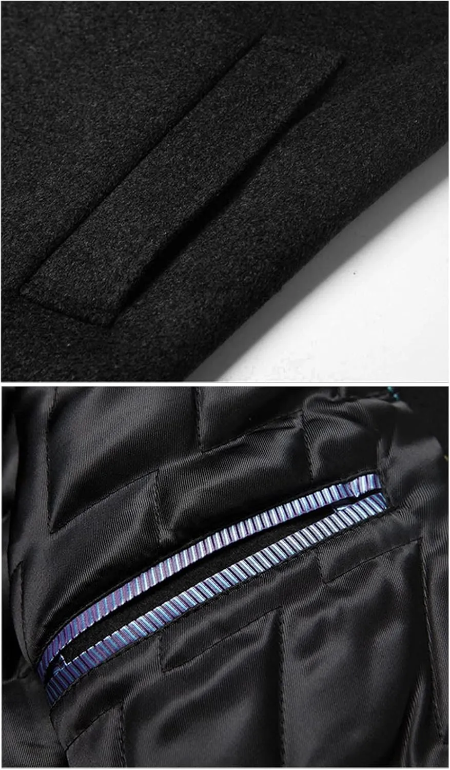 Maiyifu-GJ Men's Mid-Length Single Breasted Coat Wool Blend Windbreaker Business Overcoats Thick Winter Stylish Trench Coats