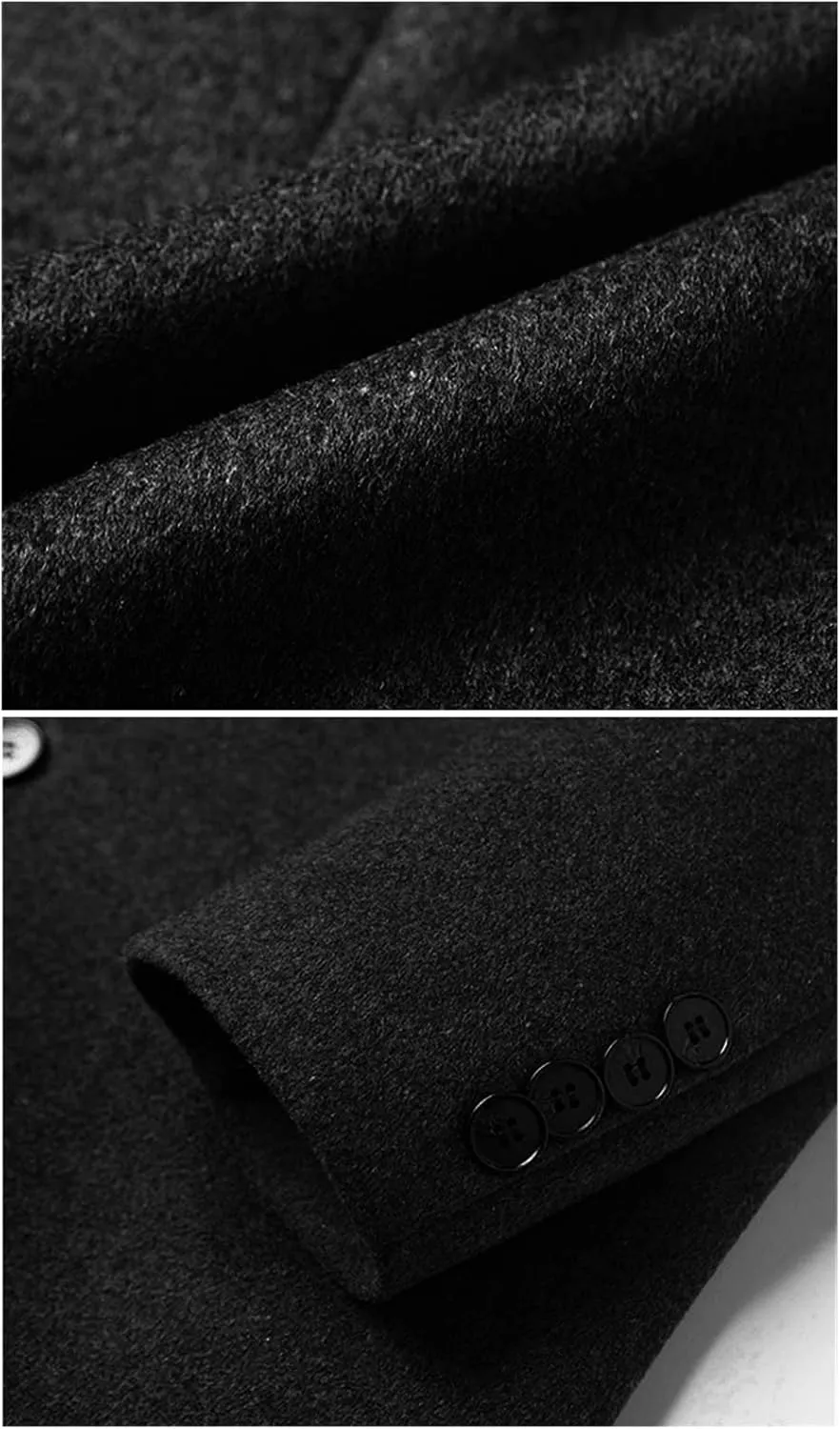 Maiyifu-GJ Men's Mid-Length Single Breasted Coat Wool Blend Windbreaker Business Overcoats Thick Winter Stylish Trench Coats