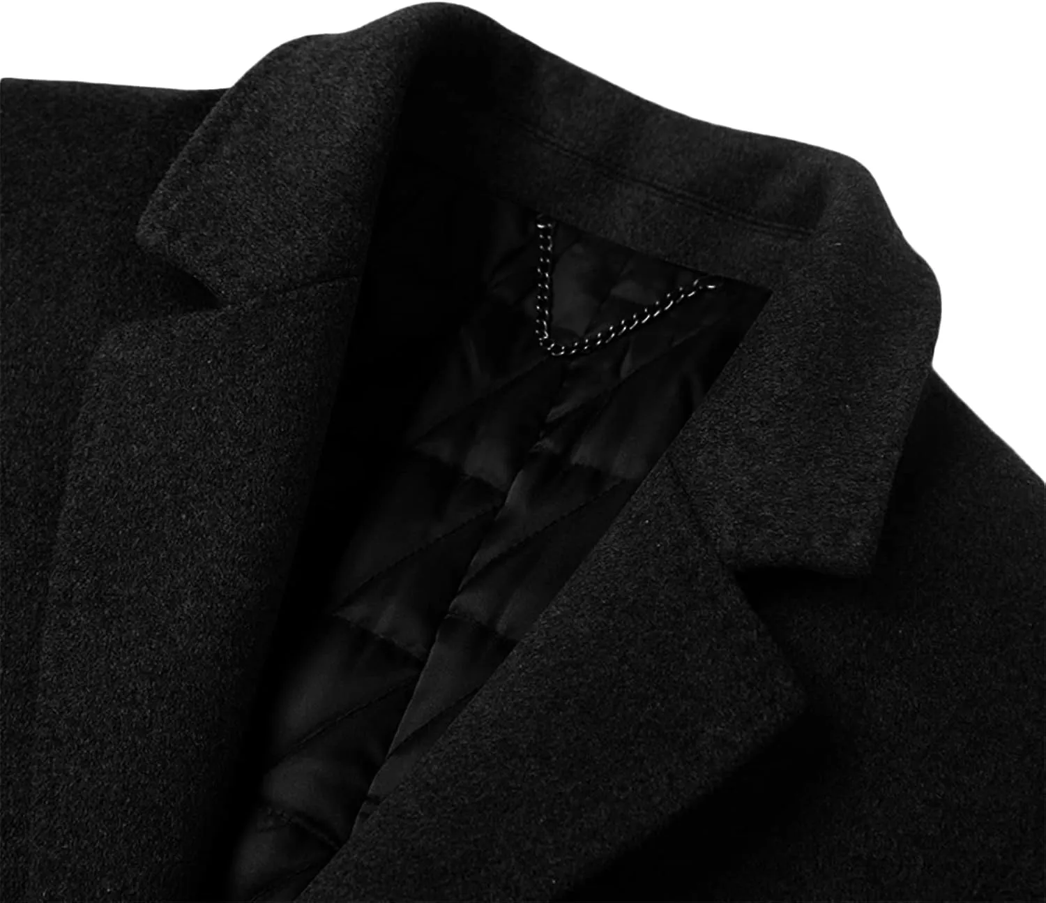 Maiyifu-GJ Men's Mid-Length Single Breasted Coat Wool Blend Windbreaker Business Overcoats Thick Winter Stylish Trench Coats