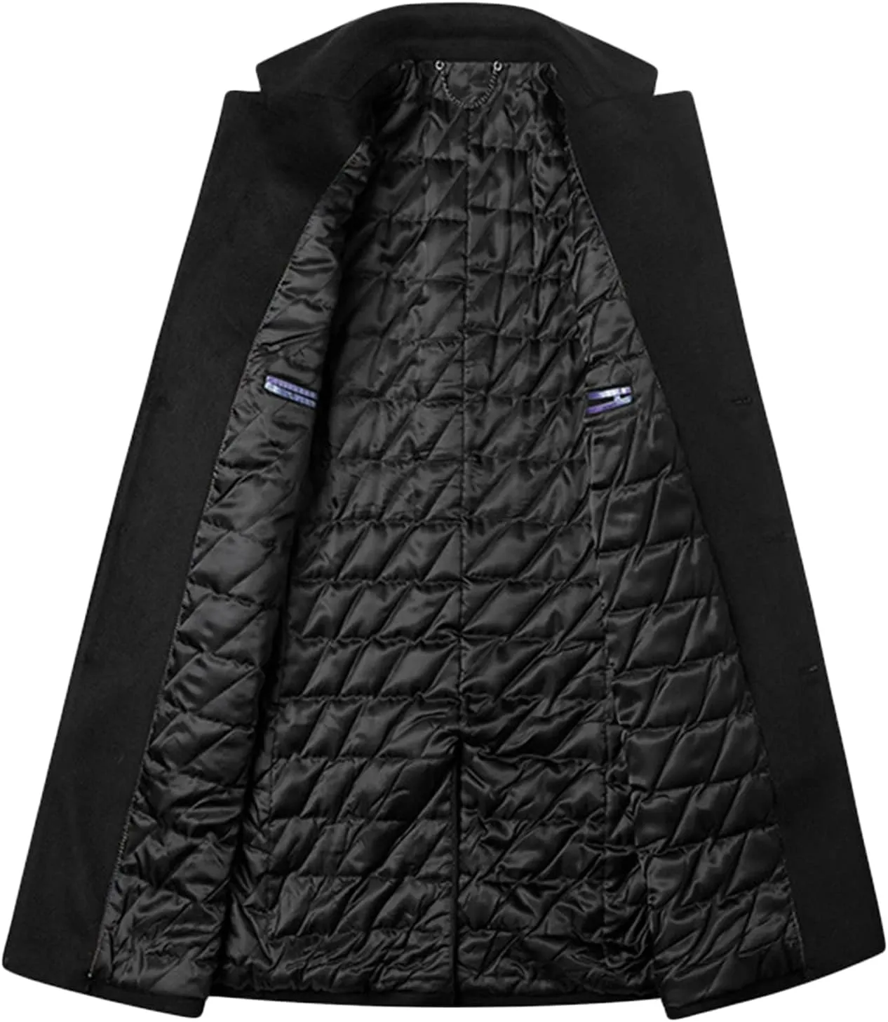 Maiyifu-GJ Men's Mid-Length Single Breasted Coat Wool Blend Windbreaker Business Overcoats Thick Winter Stylish Trench Coats