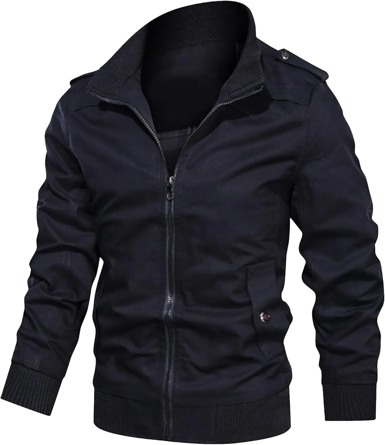 Maiyifu-GJ Men's Military Lightweight Jacket Army Cargo Windbreaker Zip Front Stand Collar Cotton Jackets