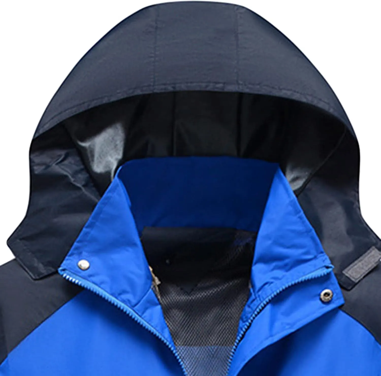 Maiyifu-GJ Men's Mountain Waterproof Rain Jacket Lightweight Windproof Detachable Hood Coat Warm Hiking Hooded Windbreaker
