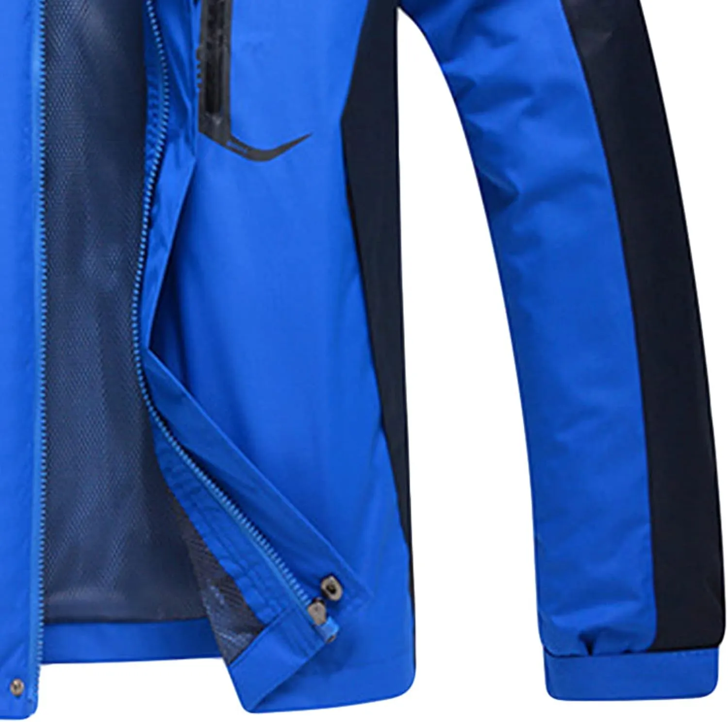 Maiyifu-GJ Men's Mountain Waterproof Rain Jacket Lightweight Windproof Detachable Hood Coat Warm Hiking Hooded Windbreaker