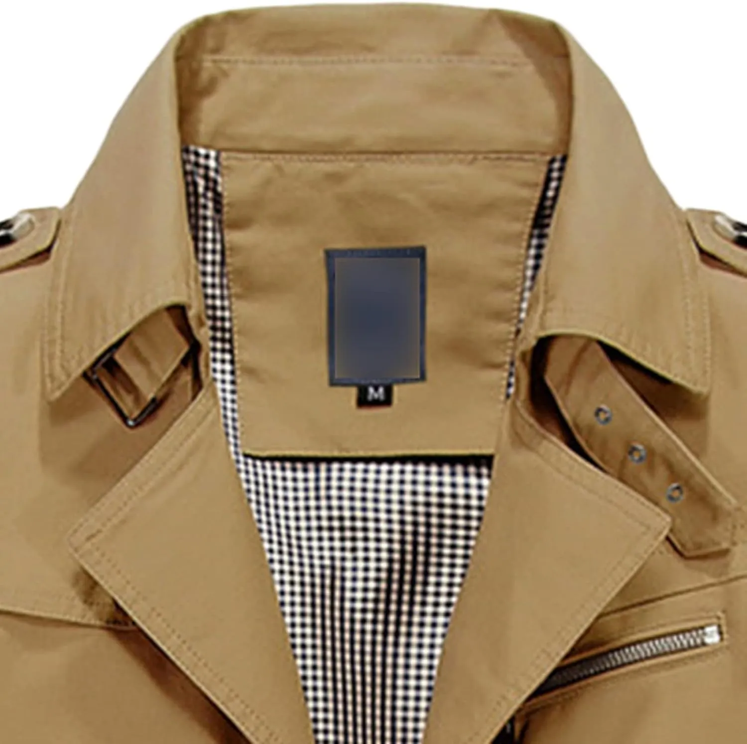 Maiyifu-GJ Men's Slim Notched Collar Trench Coat Single Breasted Cotton Mid Long Jacket Stylish Solid Pea Coat Windbreaker