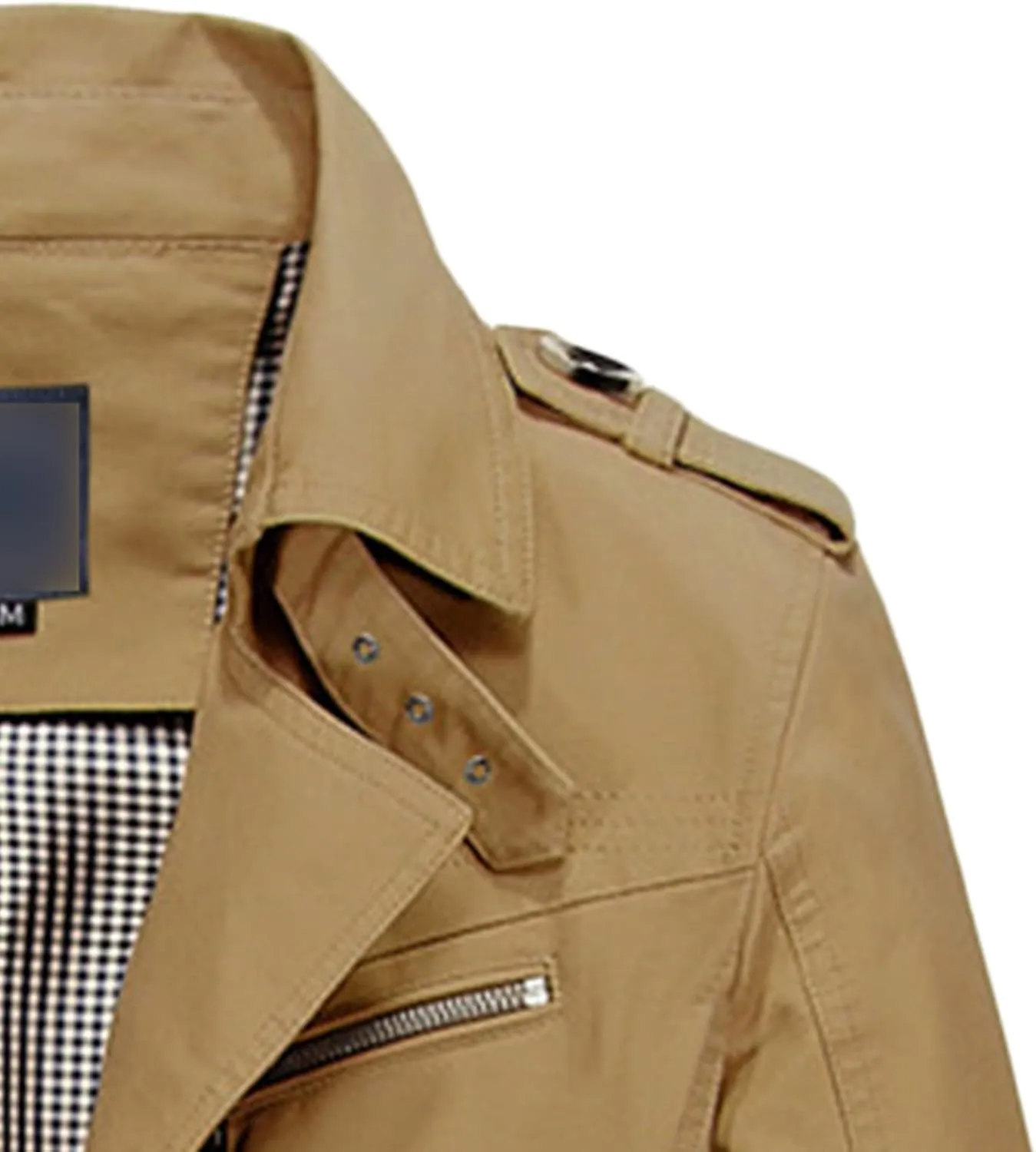 Maiyifu-GJ Men's Slim Notched Collar Trench Coat Single Breasted Cotton Mid Long Jacket Stylish Solid Pea Coat Windbreaker