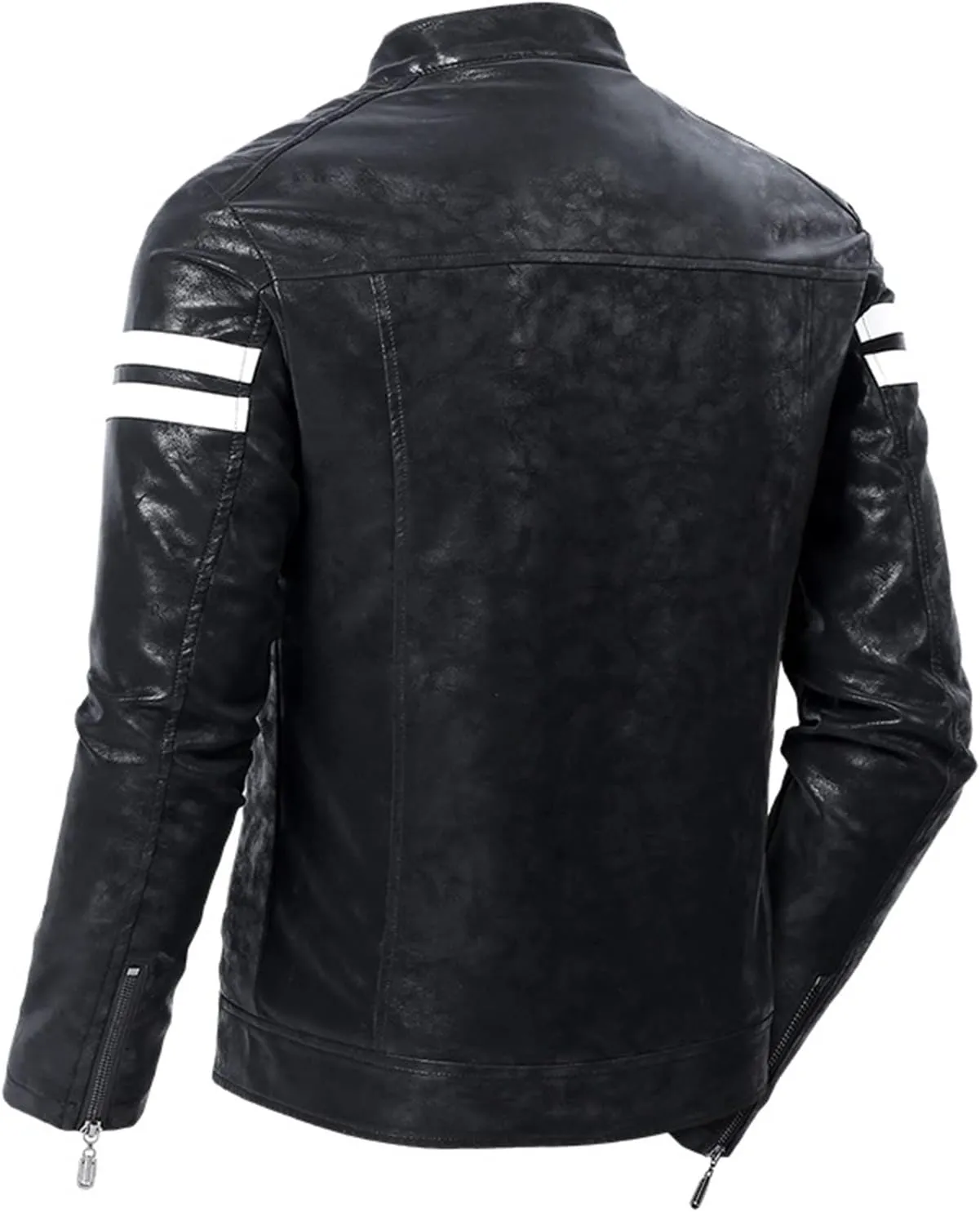 Maiyifu-GJ Men's Stand Collar Faux Leather Jacket Casual Slim Fit Motorcycle Jackets Lightweight Bomber Outwear Coat