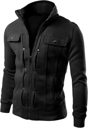 Maiyifu-GJ Men's Winter Casual Military Jacket Fall Full Zipper Stand Collar Coat Lightweight Slim Fit Windbreaker Outwear