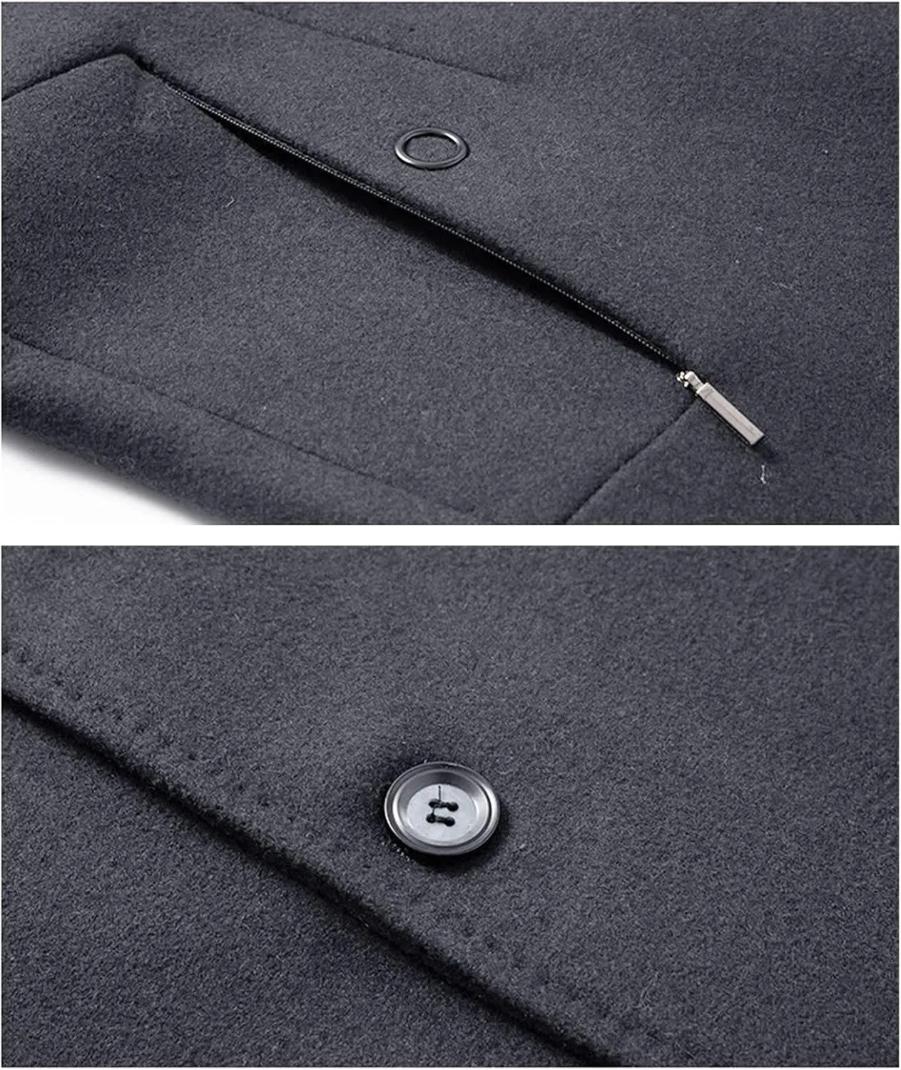 Maiyifu-GJ Men's Wool Blend Trench Coat Mid-Length Single Breasted Business Jacket Notched Lapel Soft Top Pea Coats Overcoat