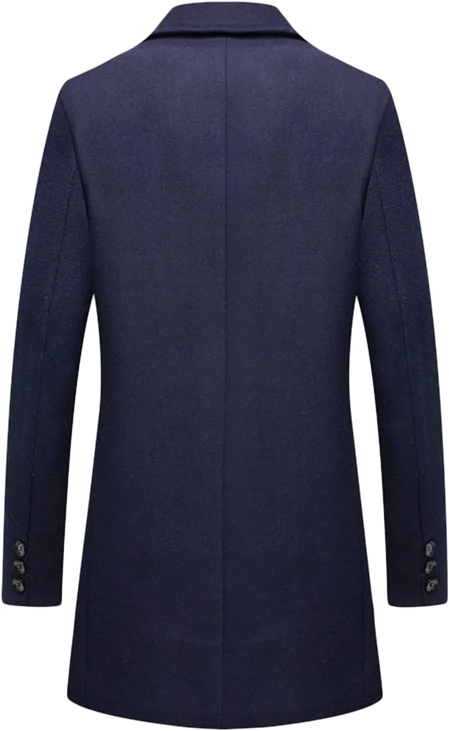 Maiyifu-GJ Men's Wool Blend Trench Coat Mid-Length Single Breasted Business Jacket Notched Lapel Soft Top Pea Coats Overcoat