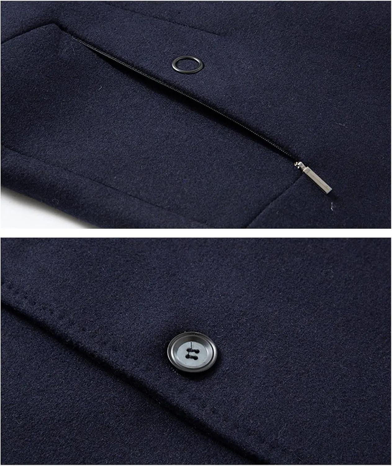 Maiyifu-GJ Men's Wool Blend Trench Coat Mid-Length Single Breasted Business Jacket Notched Lapel Soft Top Pea Coats Overcoat