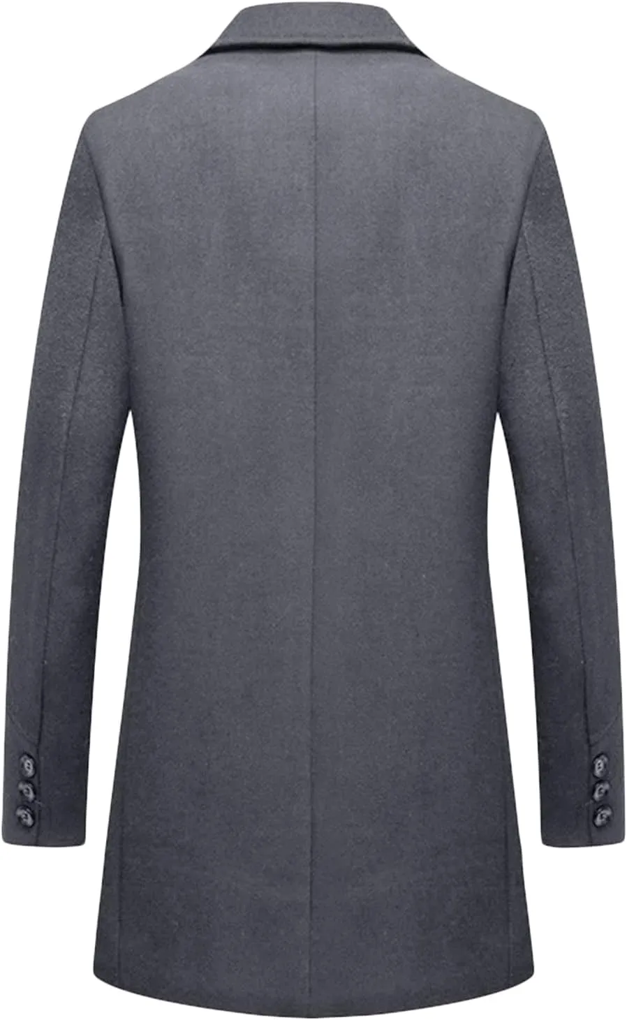 Maiyifu-GJ Men's Wool Blend Trench Coat Mid-Length Single Breasted Business Jacket Notched Lapel Soft Top Pea Coats Overcoat
