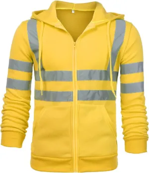 Maiyifu-GJ Striped Casual Hoodies for Men Winter Zip Up Fleece Pullover Hoodie Drawstring Hooded Coat with Pockets Outerwear