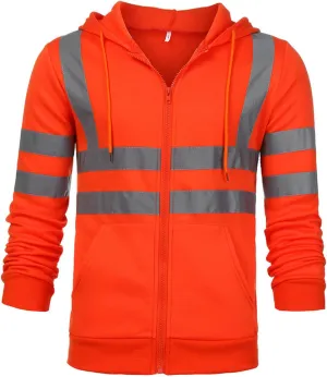 Maiyifu-GJ Striped Casual Hoodies for Men Winter Zip Up Fleece Pullover Hoodie Drawstring Hooded Coat with Pockets Outerwear