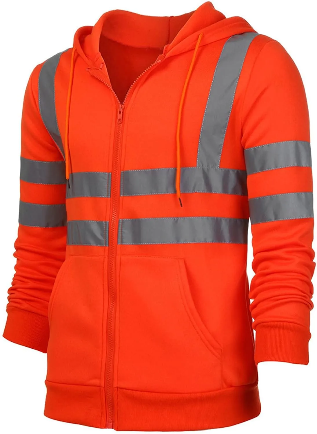 Maiyifu-GJ Striped Casual Hoodies for Men Winter Zip Up Fleece Pullover Hoodie Drawstring Hooded Coat with Pockets Outerwear
