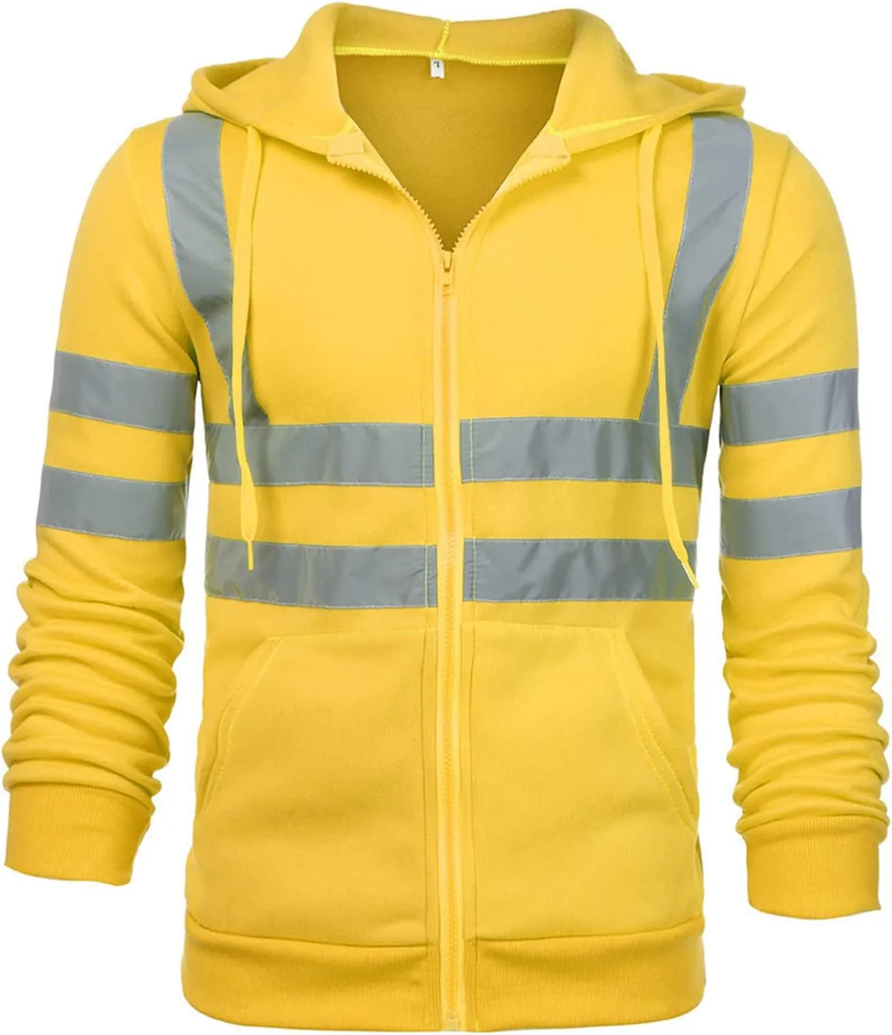 Maiyifu-GJ Striped Casual Hoodies for Men Winter Zip Up Fleece Pullover Hoodie Drawstring Hooded Coat with Pockets Outerwear