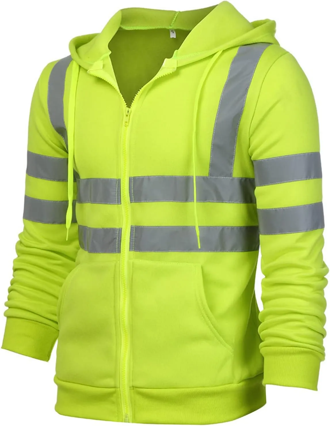 Maiyifu-GJ Striped Casual Hoodies for Men Winter Zip Up Fleece Pullover Hoodie Drawstring Hooded Coat with Pockets Outerwear