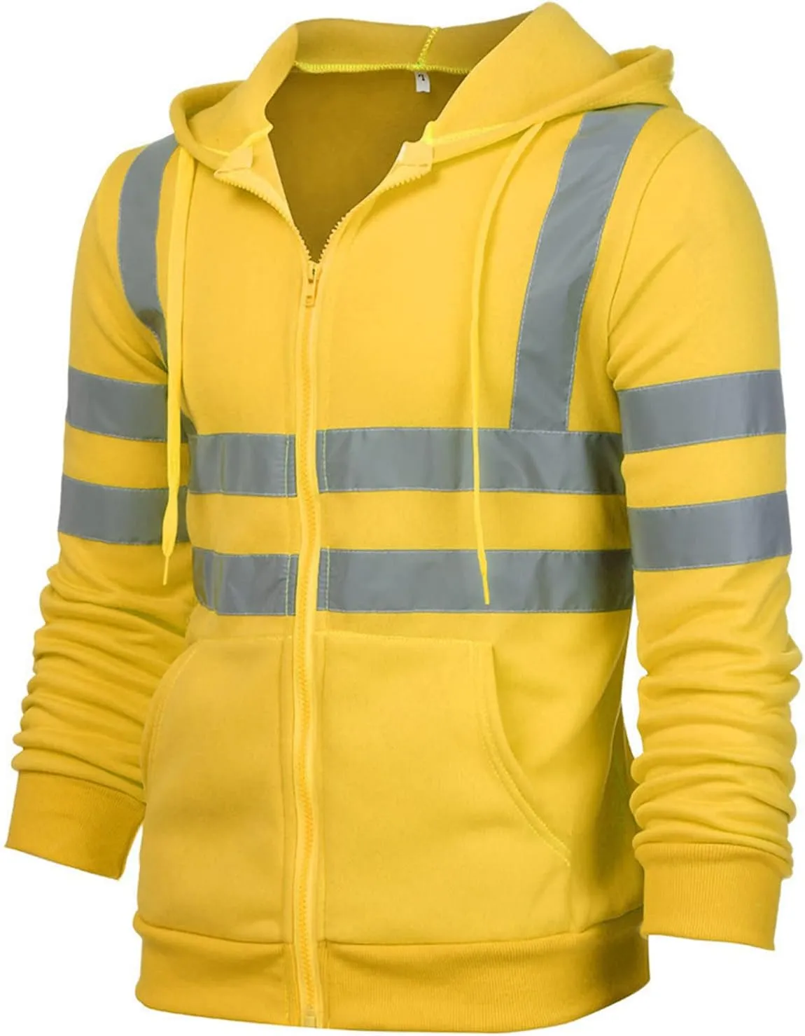 Maiyifu-GJ Striped Casual Hoodies for Men Winter Zip Up Fleece Pullover Hoodie Drawstring Hooded Coat with Pockets Outerwear