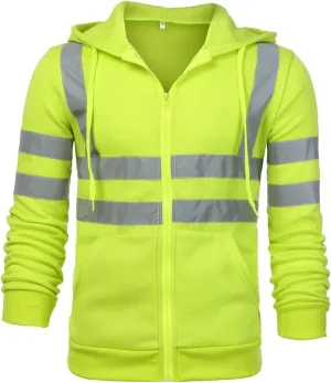 Maiyifu-GJ Striped Casual Hoodies for Men Winter Zip Up Fleece Pullover Hoodie Drawstring Hooded Coat with Pockets Outerwear