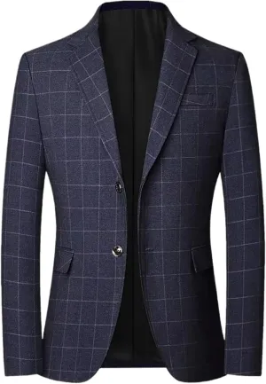 Men Plaid Blazers Jackets Business Formal Wear Suits Jackets Coats Spring Autumn Male Casual Slim Fit Blazers