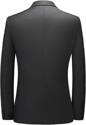 Mens Business Formal Blazer Jacket Daily Business Casual Slim Fit One Button Solid Suit Coats Notch Collar Tuxedo