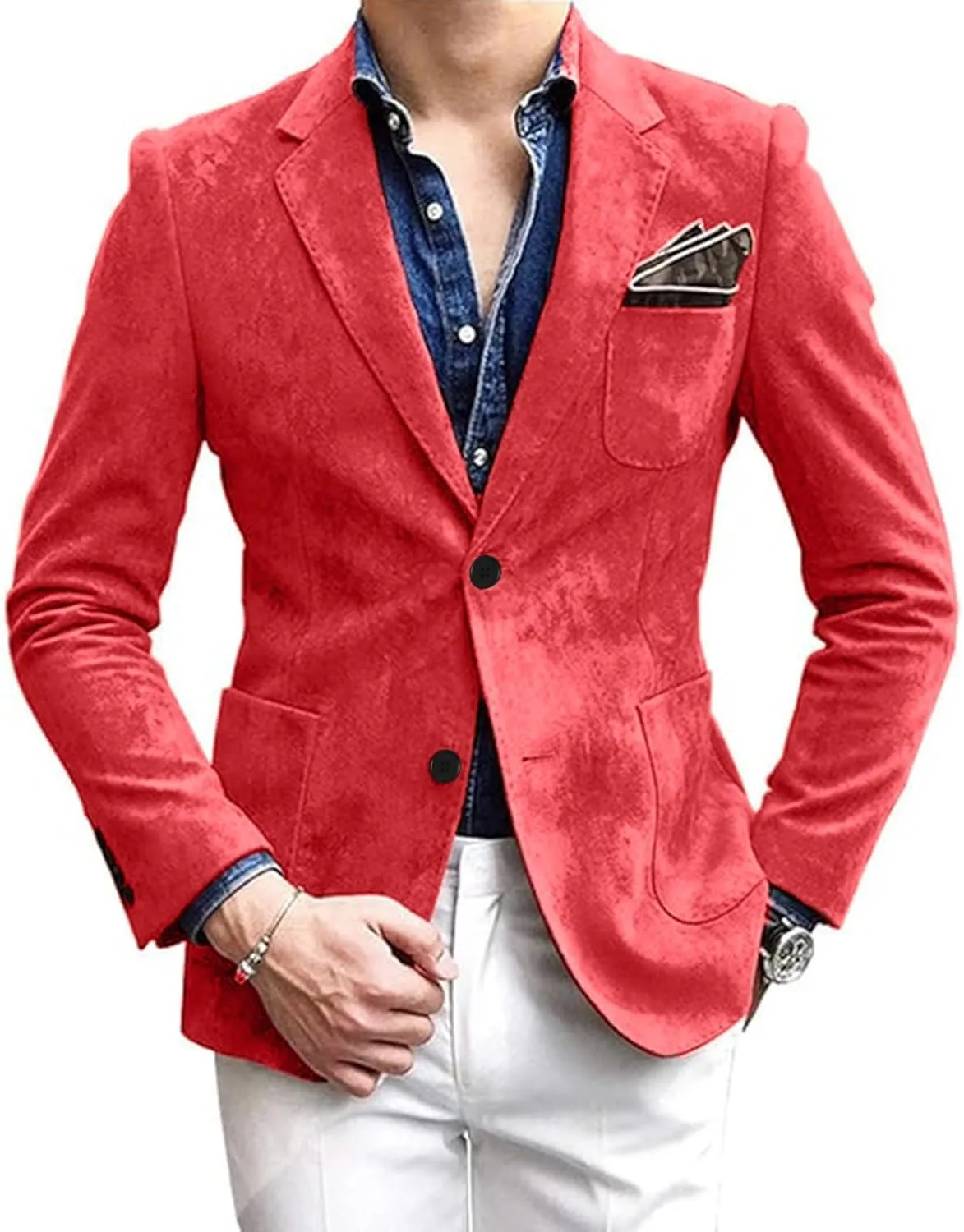 Men's Casual One Button Slim Fit Blazer Fashion Lightweight Ethnic Style Party Dress Suit Jacket Blazers for Men