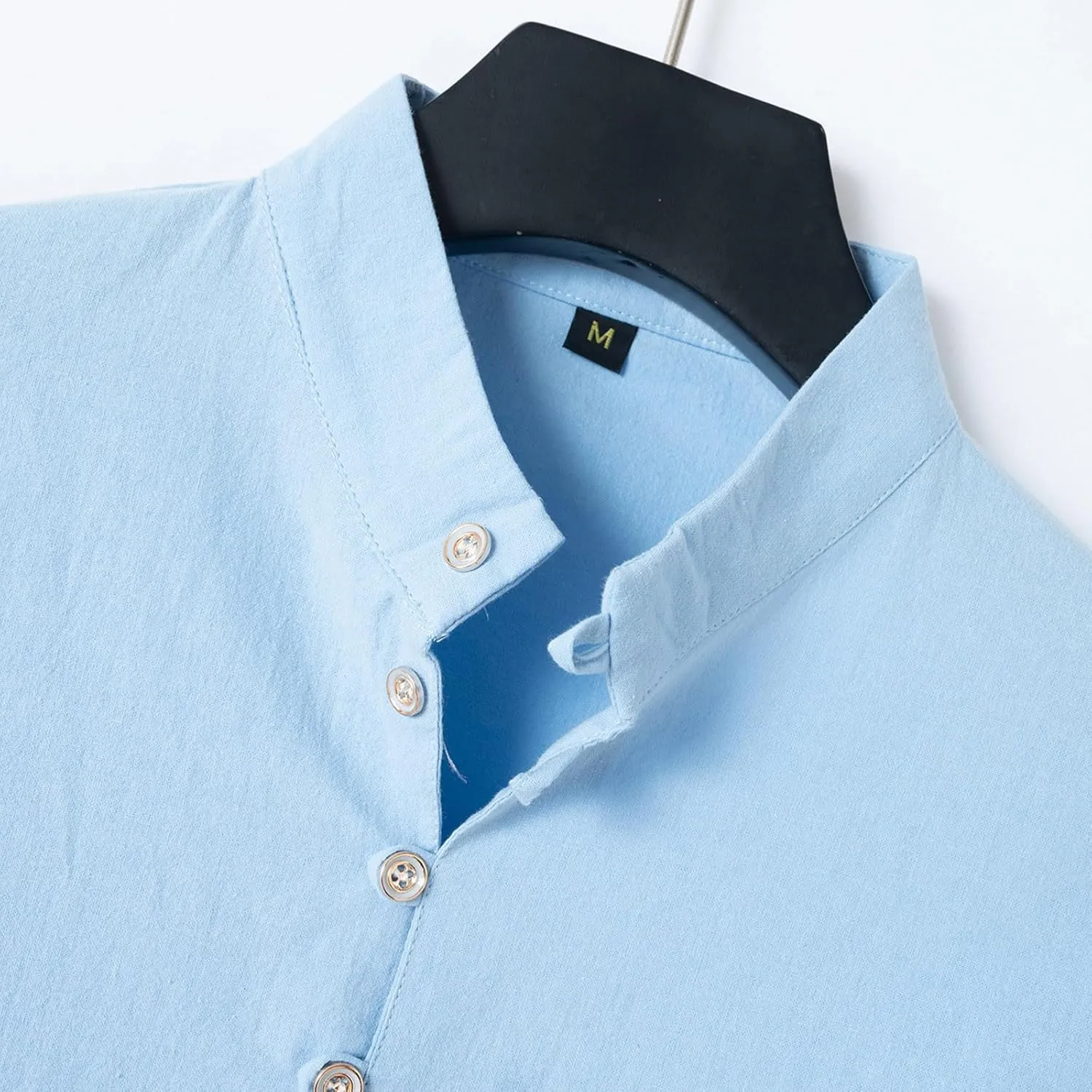 Mens Cotton Linen Shirts Fashion Long Sleeve Button up Henley Shirts Loose Lightweight Casual Vintage Beach Yoga Tops