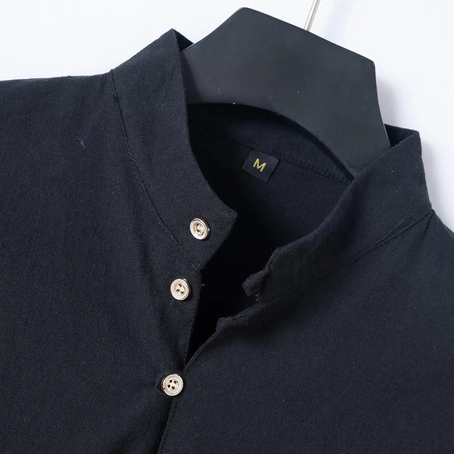 Mens Cotton Linen Shirts Fashion Long Sleeve Button up Henley Shirts Loose Lightweight Casual Vintage Beach Yoga Tops