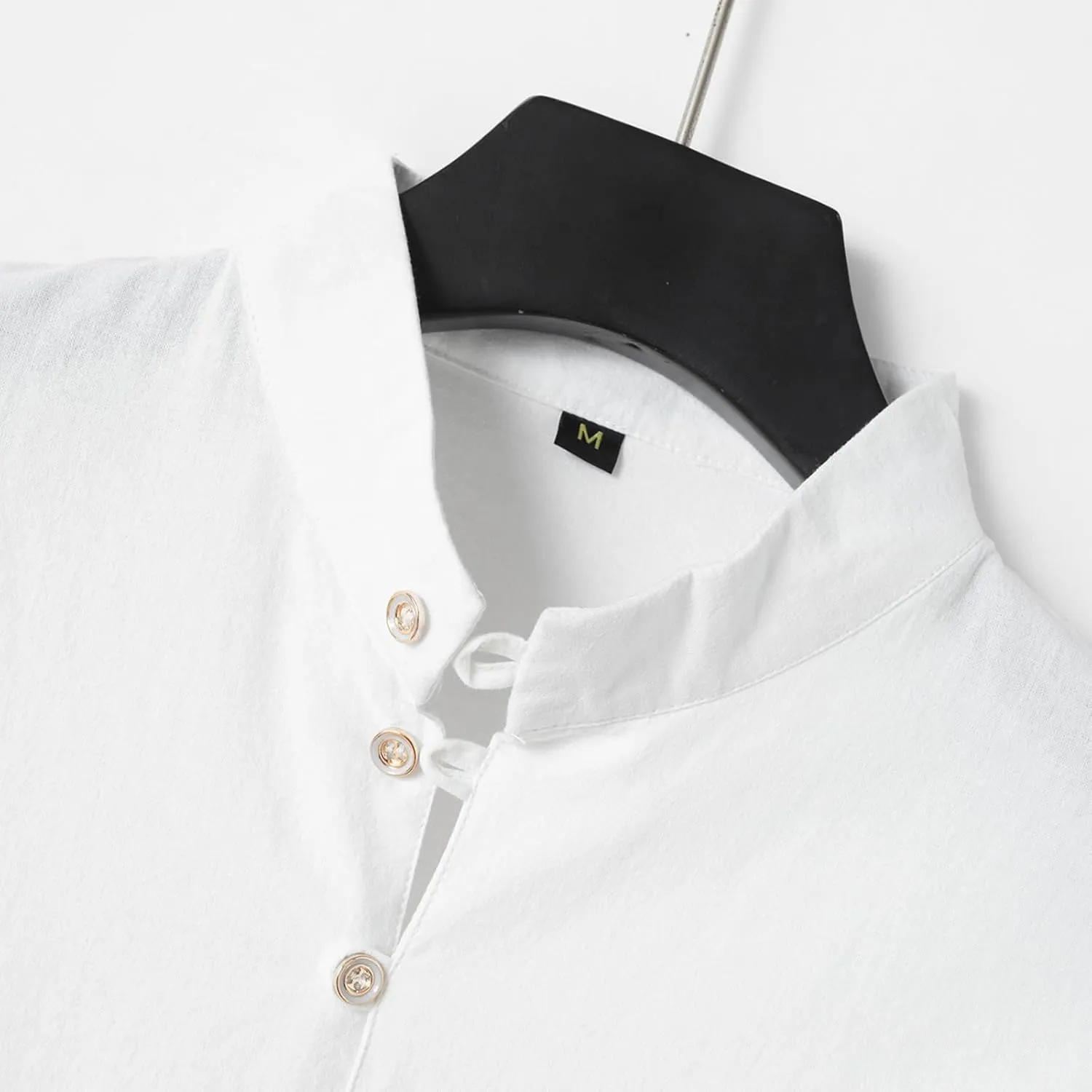 Mens Cotton Linen Shirts Fashion Long Sleeve Button up Henley Shirts Loose Lightweight Casual Vintage Beach Yoga Tops