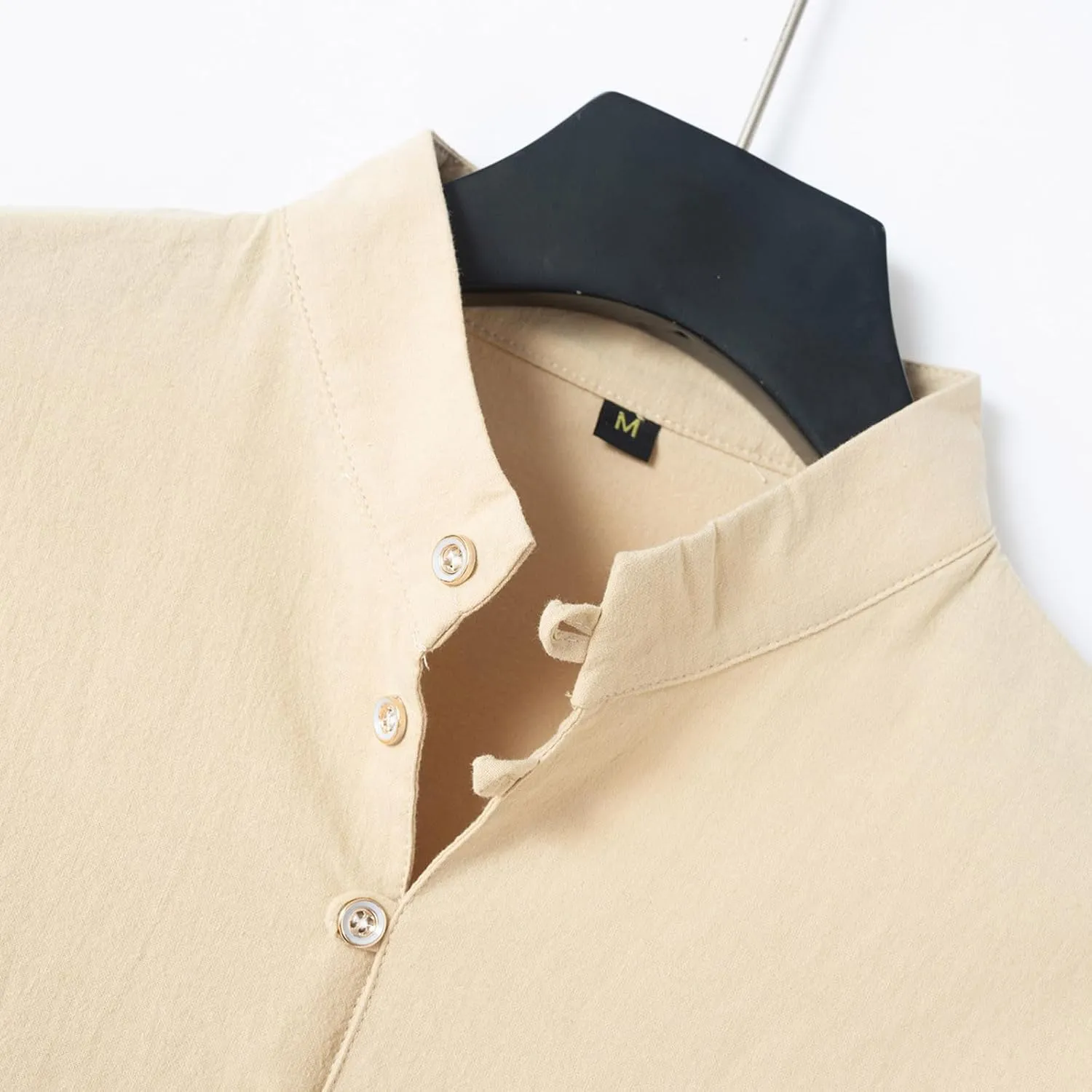 Mens Cotton Linen Shirts Fashion Long Sleeve Button up Henley Shirts Loose Lightweight Casual Vintage Beach Yoga Tops
