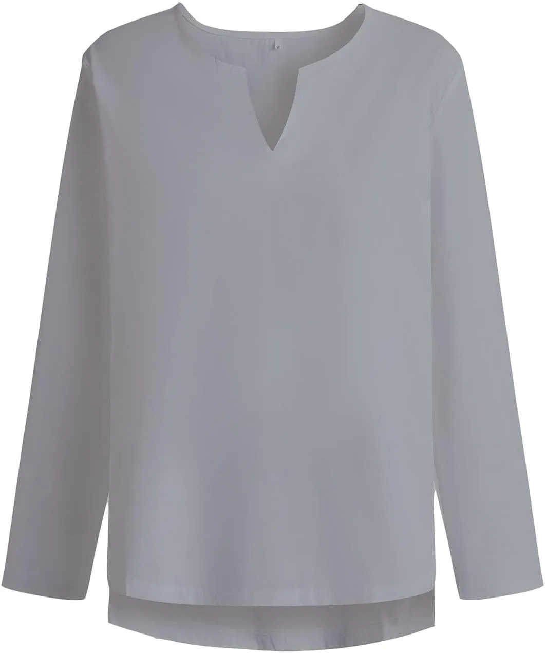 Mens Cotton Linen Shirts Fashion V Neck Long Sleeve Big and Tall Tees Loose Lightweight Beach Casual Stylish Tshirts