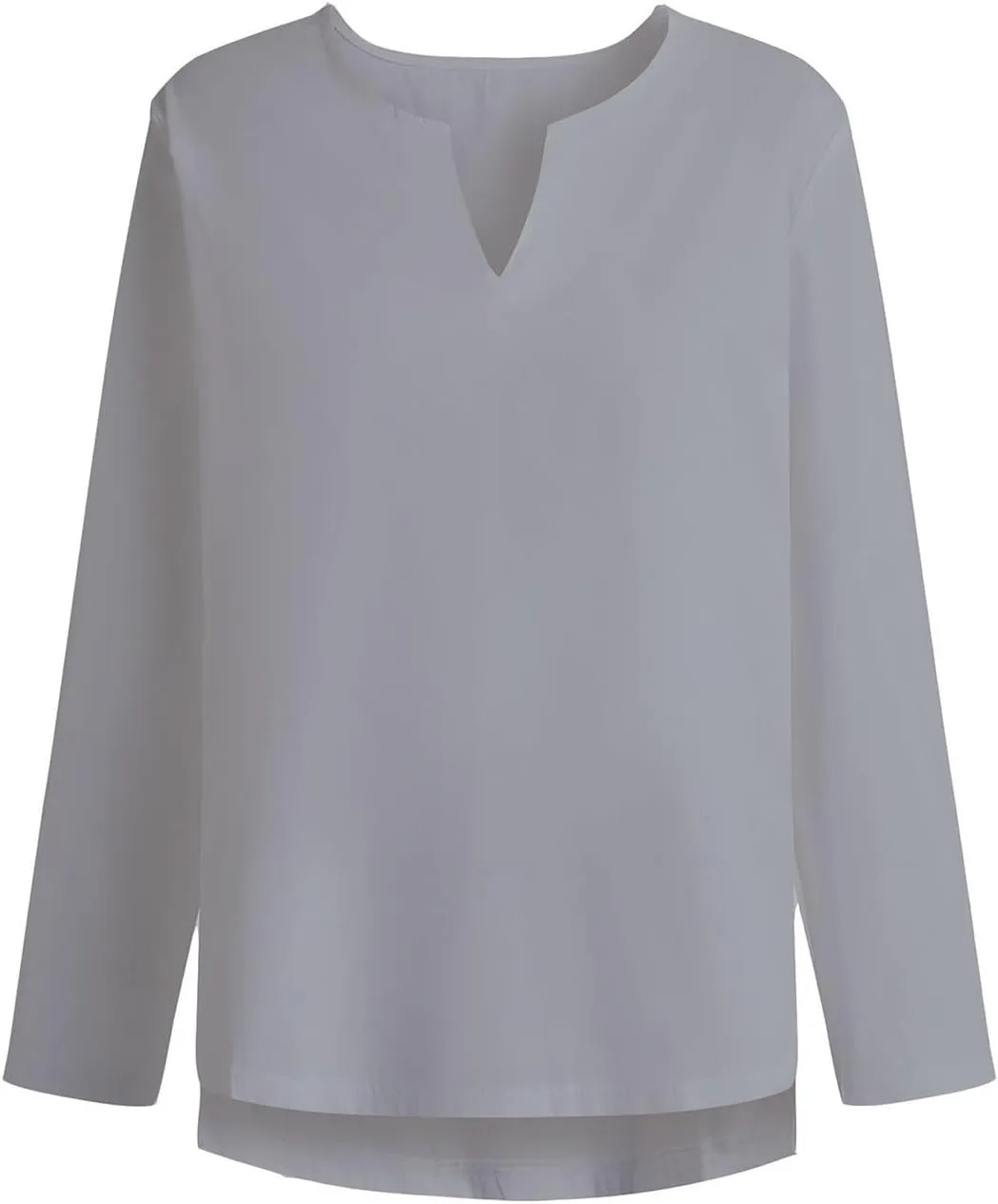 Mens Cotton Linen Shirts Fashion V Neck Long Sleeve Big and Tall Tees Loose Lightweight Beach Casual Stylish Tshirts