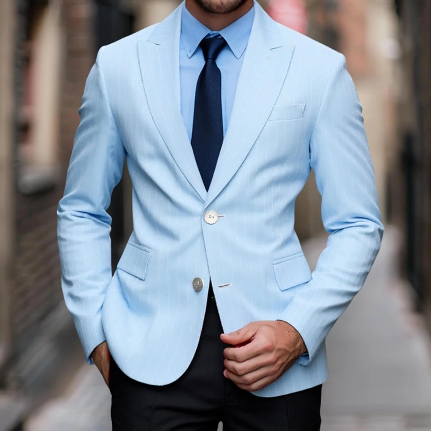 Mens Dressy Blazers Jackets Classic Lapel Slim Fit Business Formal Suit Men Soild Two Button Dinner Blazers Coats