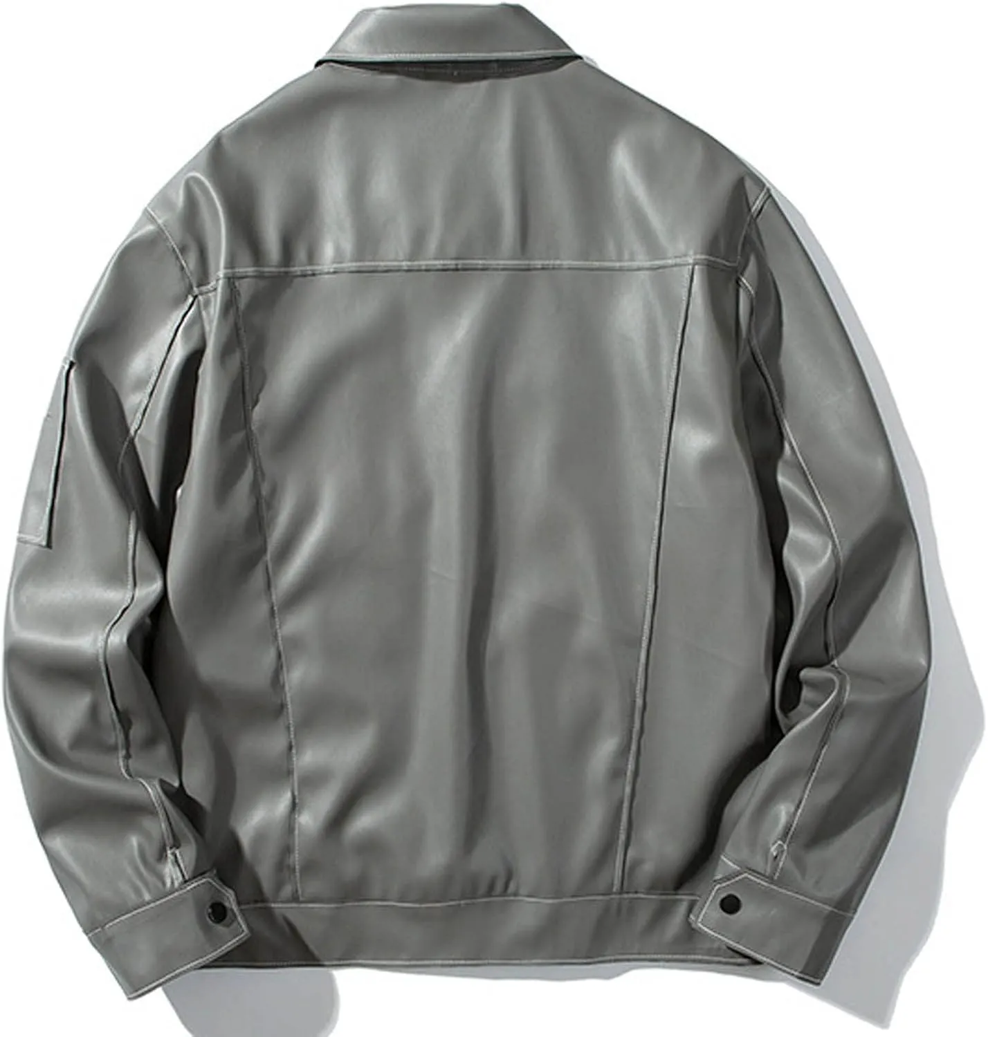 Mens Faux Leather Coat Slim Fit Lapel PU Jackets Lightweight Vintage Suit Jacket Biker Outwear Classic Coats for Men