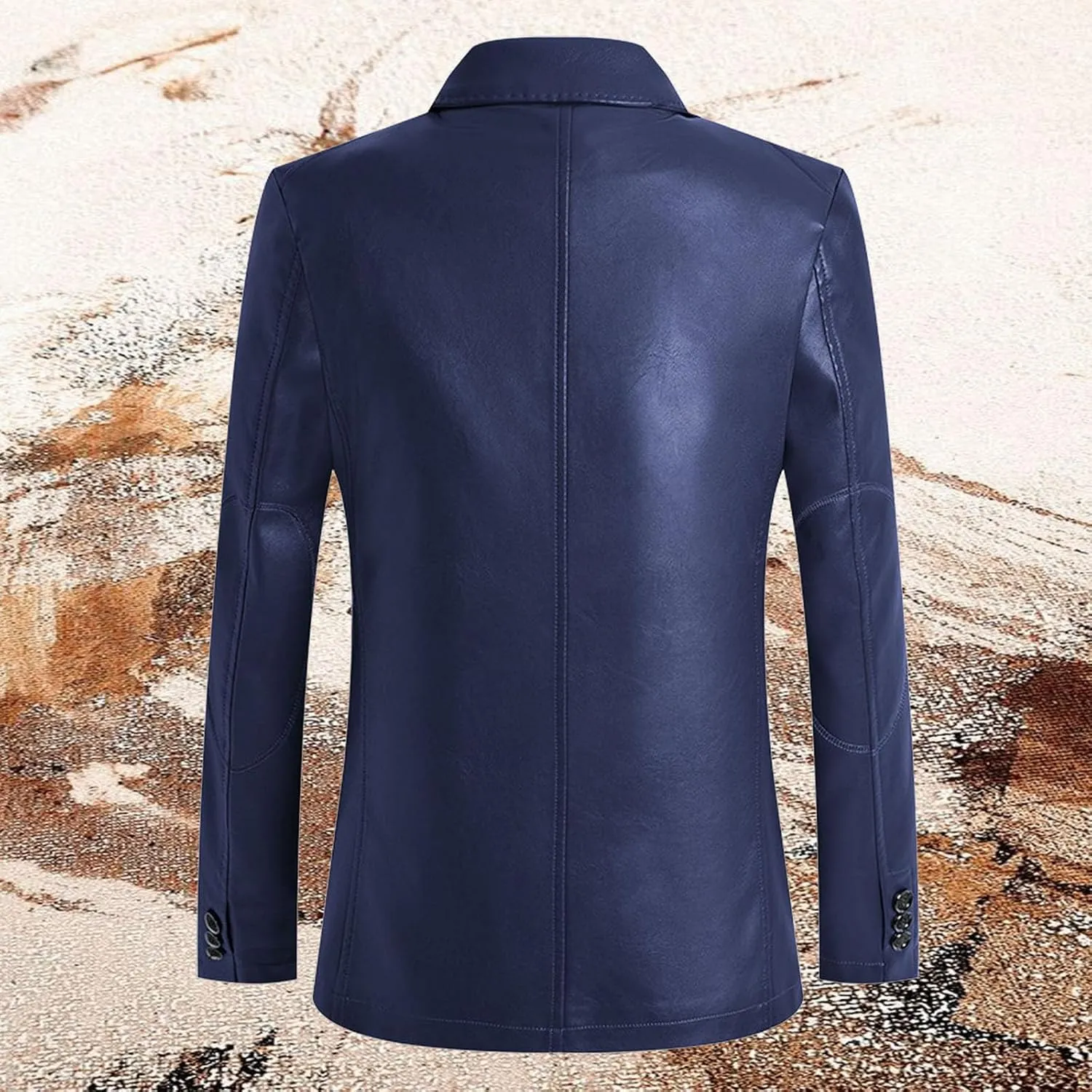 Men's Leather BlazerCasual Two Button Lightweight Slim Fit Suit Jacket Trendy Textured Daily Business Sports Coat