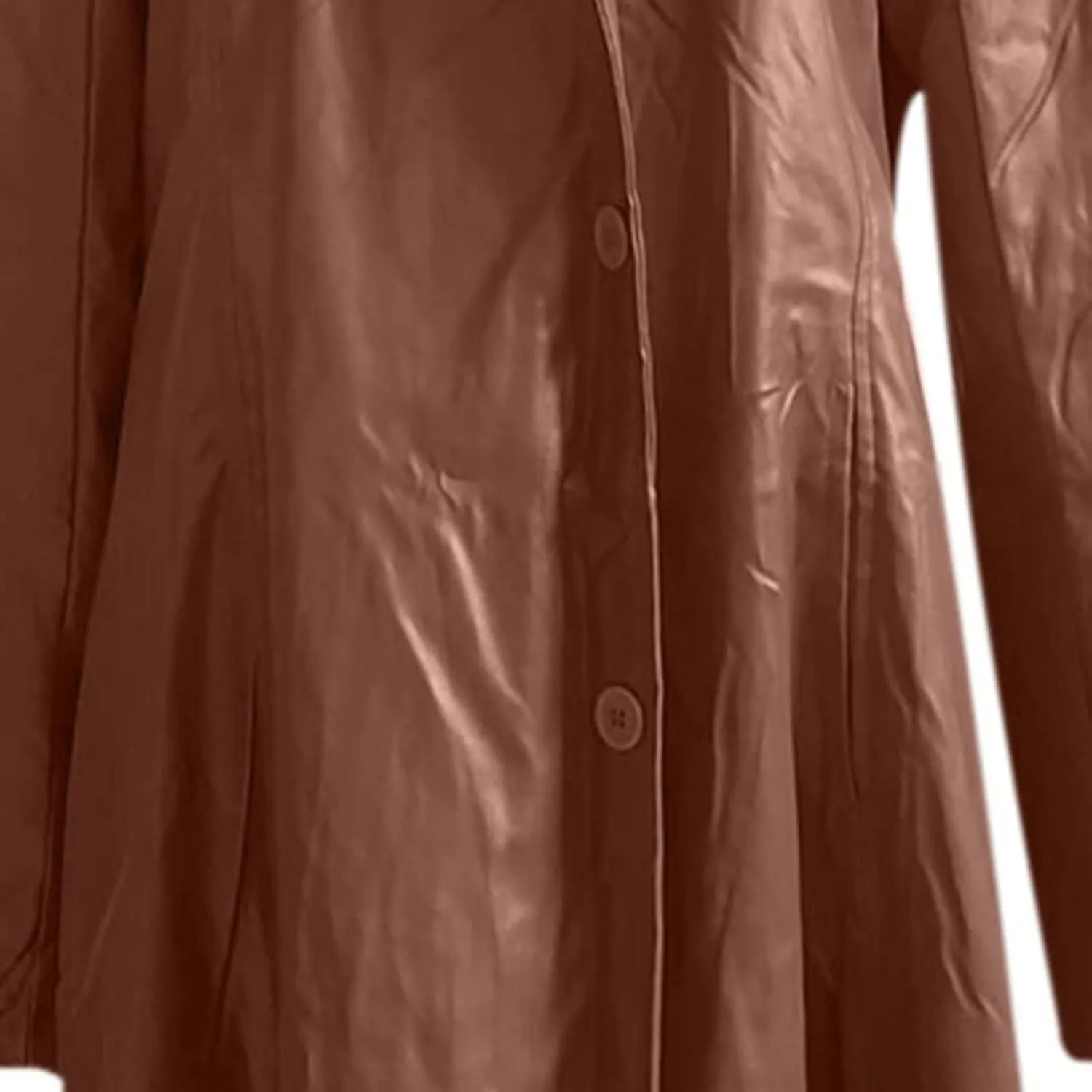 Mens Leather Trench Coat Full Length Classic Faux Leather Long Coats Slim Fit Stand Collar Cardigan Biker Jacket