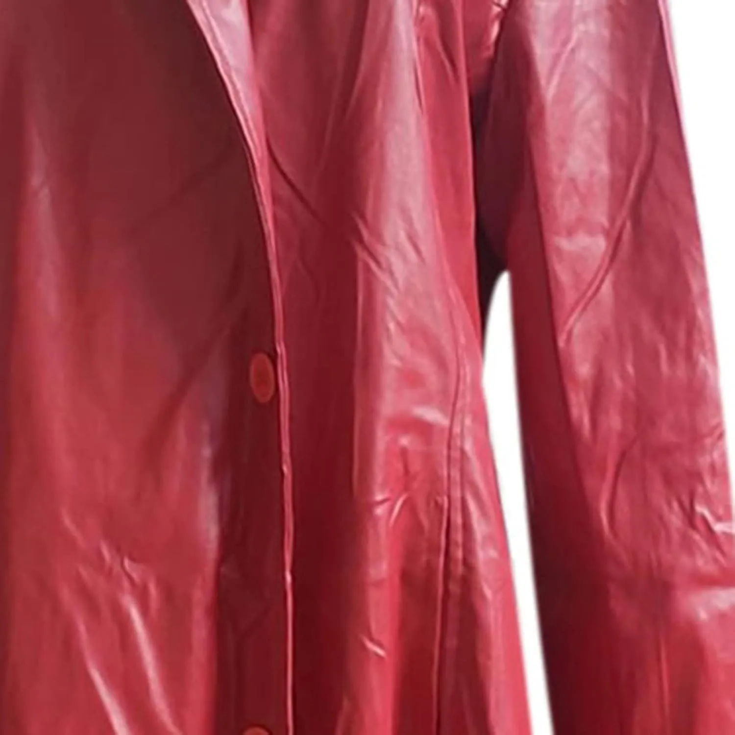 Mens Leather Trench Coat Full Length Classic Faux Leather Long Coats Slim Fit Stand Collar Cardigan Biker Jacket