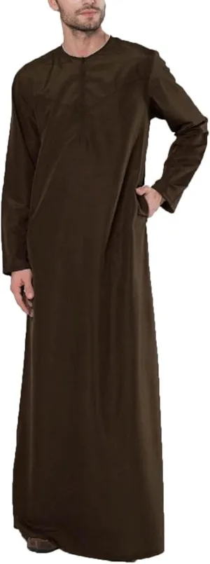 Mens Muslim Kaftan Zip Crew Collar Dress Robes Vintage medieval Long Sleeve Middle East Saudi Arab Casual Gown Shirts