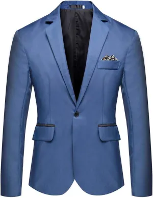 Mens One Button Classic Blazer Slim Fit Suits Casual Formal Jackets Solid Lightweight Sport Coat for Business Wedding Prom