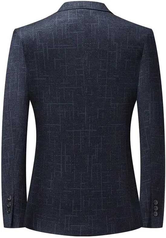 Mens Slim Fit Blazers Jacket Autumn Blue Comfortable Lightweight Suit Jacket Formal Two Button