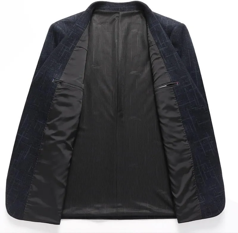 Mens Slim Fit Blazers Jacket Autumn Blue Comfortable Lightweight Suit Jacket Formal Two Button